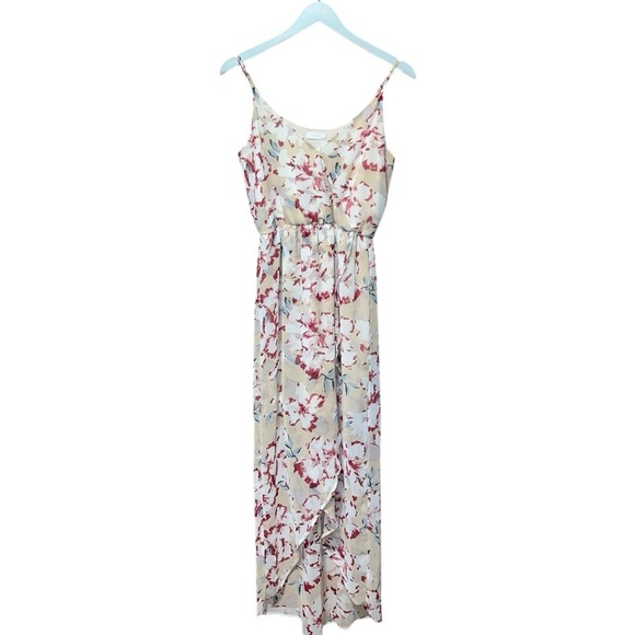 Lush Beige Floral Maxi Dress – Size Small - Picture 1 of 7